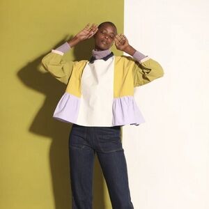 Colorblock 3/4 Sleeve peplum Top by LF Markey (Devon Top)